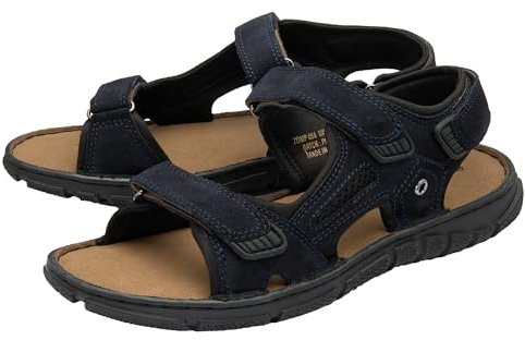 DUNLOP Mens Leather Sandals Open Toe Walking Hiking Trekking UK Sizes 7-12 | Adjustable Rip Tape Straps Sports Shoes