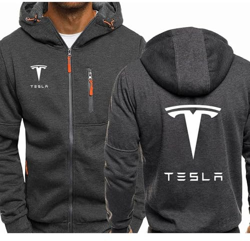 XWSBUDE Kleidung, Für Tesla Model 3 X S Y Sweatshirt Hoodie Outdoor-Freizeit-Cardigan-Jacken Klassische Sportbekleidung Joggingkleidung,B-XL