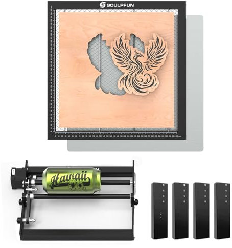 SCULPFUN ensemble de plaques en nid d'abeille laser 360x360mm rouleau de rotation laser pour machine de gravure laser accessoires 360 ° rouleau de rotation axe Y rouleau de rotation axe