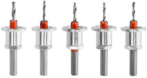 5 Pcs Punta da Trapano Svasatore, Svasatore Punta da Trapano per Legno, Trapano a Svasatura Regolabile 8mm Punte con Svasatore per Falegnameria, Svasatura a 90°, HSS-M2 (2,8/3,0/3,2/3,5/4,0 mm)