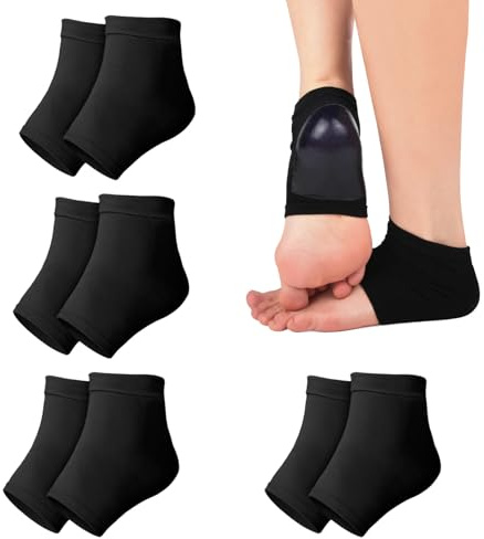 QSZHSL 4 Pares Calcetines Hidratantes, Calcetines para el Cuidado de los Pies Calcetines para el Talón de Silicona, Almohadilla de Gel para el Cuidado de los Pies, para Talones Secos y Agrietados