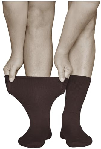 VITSOCKS Herrstrumpor med Extra Lös Resår, Bomull (3 PAR) Svullna Ben och Anklar, brun, 42-43