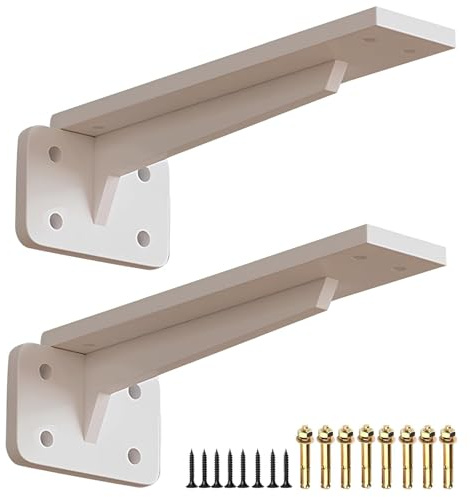 FMCAGNGAKP Equerre Charge Lourde, Lot de 2 Supports d'étagère flottants, Supports en L, Equerre Etagere Murale de 5 mm D'épaisseur, Capacité de Charge de 300 kg(White,45cm/17.7in)
