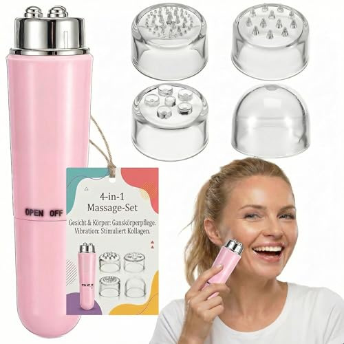 Ciieeo Elektrisches Nacken- Und Gesichtsmassagegerät Mit Galvanisierung Tragbares Mini Massagegerät Für Tiefenreinigung Und Hautpflege Zuhause 4 Ersatzkappen Inklusive