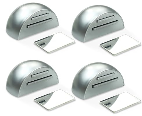 HASWARE Magnet Türstopper selbstklebend 4er Set Dämpfer gegen Zuschlagen reduziert Geräusche schützt Möbel und Wände (Magnetisch silber)