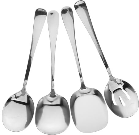 Cabilock 4pièces Cuillère De Cuisine à Long Manche Acier Inoxydable Cuillère à Fentes Pour Service Buffet Et Ustensiles De Cuisine Robuste