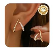 Diamday Pendientes Mujer, Plata de Ley 925 Post Hipoalergeni Stud Hoop | Pendientes Oro Plata, Plata de Ley 925 Stud Hoop para Oídos Sensibles Pequeño Minimalista Pendiente Joyería Moda Regalos