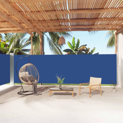 Cortavientos para terraza, toldo lateral extensible, azul, 180 x 1000 cm, para balcón, terraza, jardín