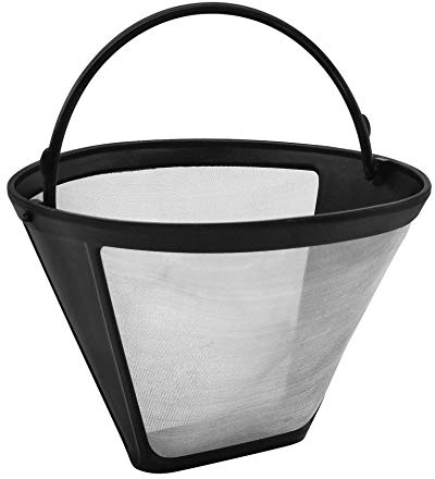 Fackelmann Filtro Permanente Café o Té nº4, Óptimo para Cafetera Eléctrica de Goteo, Reutilizable, Malla de Acero Inoxidable, Color Negro, 11.5x8.5cm, 1 ud