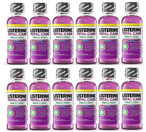 Listerine Total Care Fresh Mint Antiseptic Mouthwash, Travel Size 3.2 Ounces (95ml) - Pack of 12