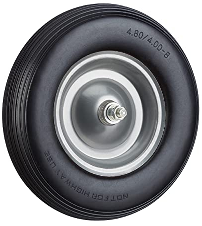 Relaxdays Ruota per Carriola Gomma Piena con Asse 4.80 4.00-8 di Ricambio, Carico Max 100 kg, Antipanne, Nero-Grigio