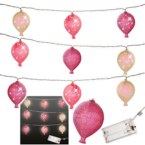 alles-meine.de GmbH LED - Lichterkette/Lampionkette - 1,6 Meter - 10 Bunte Glitzer - Luftballons - Kugeln/Lampions - Batterie betrieben - elektrisch kabellos - Laterne - Lamp..