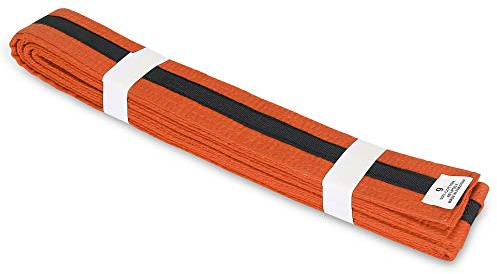 Martial Arts 1.75 Wide Karate/Taekwondo Double Wrap Belts with Black Stripe (Orange with Black Stripe, 1)