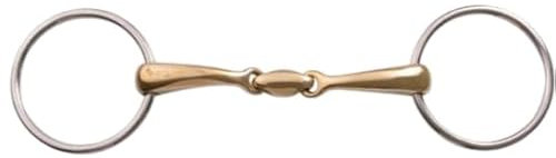 Amahorse - Anillo de rosca articulado con oliva, boca curva completa, anillo de 70 mm, boquilla de 16 mm, Caballo mordido, 13,5, 1
