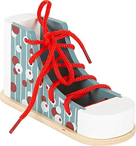 liten fot 11887 trä gängsko lekfullt övning snörning och knytning skosnören, för barn i åldern 3+ år leksaker