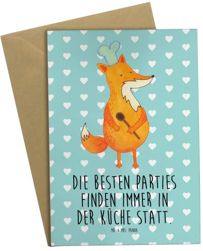 Mr. & Mrs. Panda babykarte Fuchs Koch - Geschenk, Grußkarte, Bäcker, Spruch Lustig, hochzeitskarten, einladungskarten, osterkarten, Beileidskarte, weihnachtskarten, Hungrig, Hunger, Chefkoch