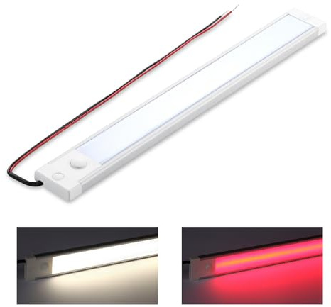 acegoo 12V LED Unterbauleuchte Wohnmobil Dimmbar Mit Integriertem Dimmschalter&Rotes Nachtlicht, unter Schrank Leuchten für Boot Yacht Wohnwagen Camper LKW, 305mm(4000K)