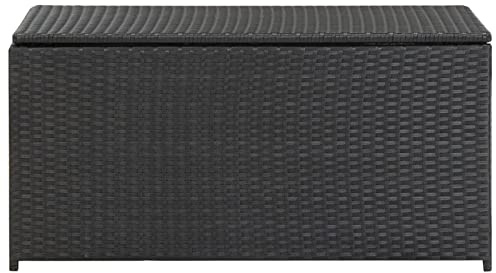 Keketa Aufbewahrungsbox für den Garten, Truhe für den Außenbereich, Sitzbank für den Außenbereich, mit Aufbewahrungsbox, aus Polyrattan, 100 x 50 x 50 cm, Schwarz
