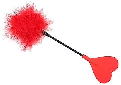 JIHUOO Reitpeitsche, Federreinigung, Staubwedel, Federteaser, Zauberstab, Slapper, Paddel, Reitgerte, Paare, Spiele für Erwachsene, Rot