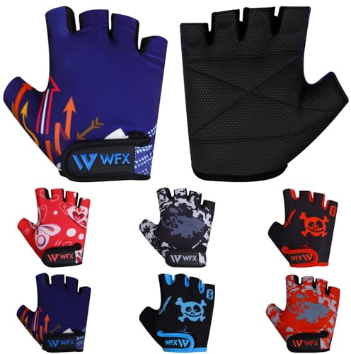 WFX Kids Cycling Gloves - Short Half Finger, Padded, Fastened - Children, Cyclists - Unisex - Cycling Gloves