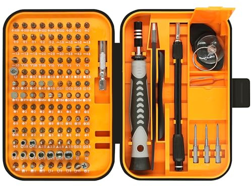 GMTOOLS Juego de destornilladores de precisión, juego de destornilladores magnéticos electrónicos 130 en 1 con kit de herramientas de reparación de 120 puntas para computadora, PC, portátil, teléfono,