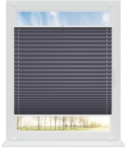RENA Plissee ohne Bohren Rollos für Fenster | Faltrollos für Fenster & Tür | Plisseerollo nach Maß Verdunkelung | Fenster Rollos für Innen | Jalousie Graphit 60x140 cm