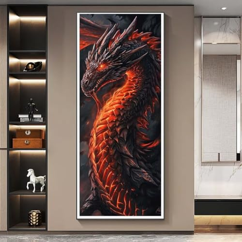 Diamond Painting Drache Tier Diamond Painting Erwachsene Groß xxl 90 X 30 cm, DIY Malen Nach Zahlen Erwachsene 5D Diamant Painting Bilder Kinder Crystal Arts für Wand Deko Aesthetic Geschenke-f394