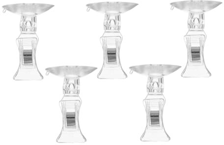 Toddmomy De Alimentación para Acuario Ventosa, Clip Plástico Transparente, Pack 5 Unidades, Accesorio para Peceras, Herramienta para Sujeción De Algas Marinas y Forraje