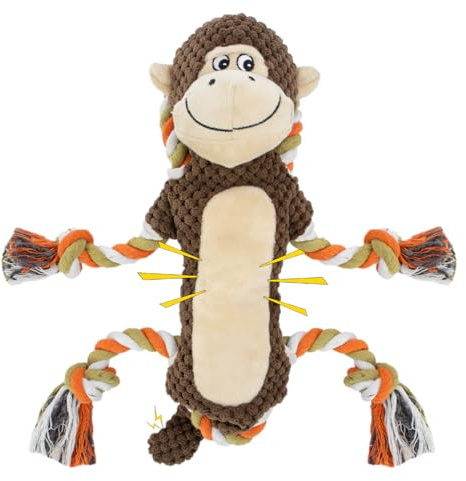 CneeeeeB Squeaky Monkey Dog Toys for Large Dogs,Dog Monkey Toy,Dog chew Toys, Interactive Toys, Stuffed Plush Puppy Toy with Crinkle Paper for Small, Middle,Big Dogs, Monkey Dog Toy,Dog Toy Monkey