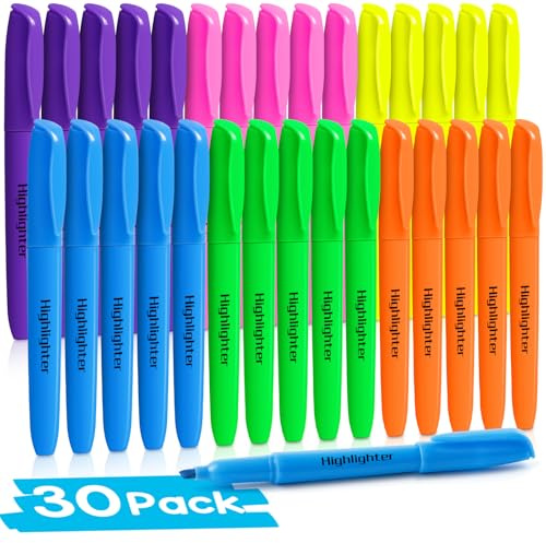 Duchong 30 Count Highlighters Assorted Colors, No Bleed Highlighter Markers for Teacher Students, Classroom Must Have, School Supplies for Adult Kids