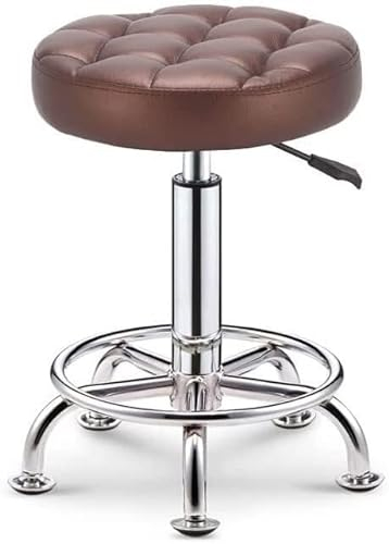 Rollhocker mit Rollen, Hocker auf Rollen, runder Rollhocker, strapazierfähig, Salonmassage, 360° drehbar, Salonhocker mit Rollen, drehbarer Rollhocker (Farbe: Braun)