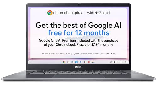 Acer Chromebook Plus 515 CB515-2H Laptop - Intel Core i3-1215U, 8GB, 128GB SSD, Integrated Graphics, 15.6 Full HD, Google Chrome OS, Iron