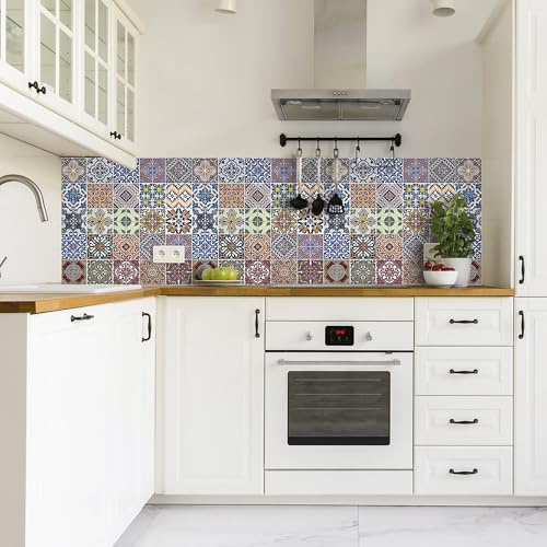 CREARREDA Rivestimento Parete Cucina Paraschizzi Cucina Adesivo per Fornelli 60 x 58 cm Effetto Lucido - Spesso 1mm e Rigido - Ignifugo e Resistente al Calore, all'Acqua