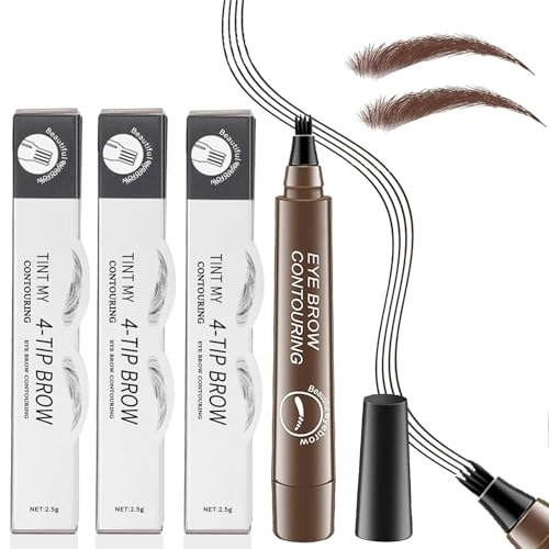 Lápiz de Cejas con 4 Puntas, Pluma de Cejas Microblading Resistente al Agua, Lápices de Cejas para Mujeres Cejas Naturales, Pluma para Cejas 3D Duradera y Resistente a las Manchas (#2)