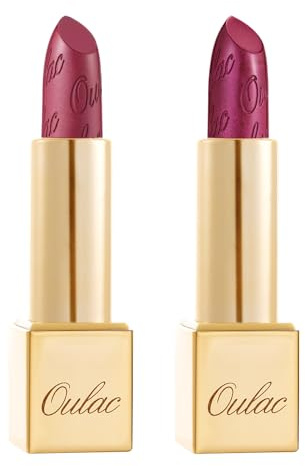 OULAC Set de Pintalabios Rojo Brillo Metálico, Brillo 3D de Larga Duración, Barras de Labios de Alta Pigmentación y Cobertura Total, Fórmula Cremosa e Hidratante, Vegan 2PCS