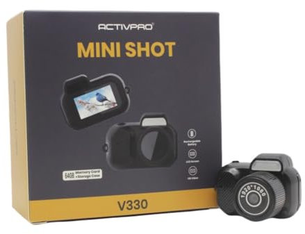 ActivPro Mini Shot V330 | Mini Digital Camera | 128GB Memory Card | LCD Screen | HD 1080P | Travel Storage Case | Rechargeable | Pocket Keychain Camera | Thumb Video Recorder | Gift