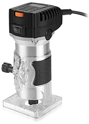 Électrique bois routeur bois tondeuse fraiseuse manuel bois fraise outil électrique 6.35mm 800W Construction stable et durable(6 Gear Black)
