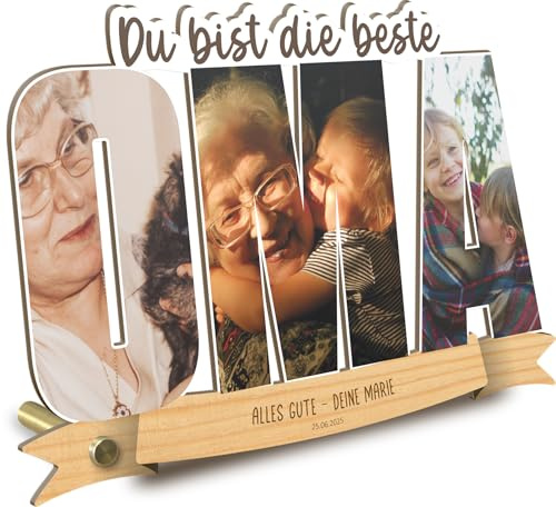 Generisch Oma Geschenk personalisiert - Foto Geschenk Holzbild - Geschenke für Oma, Beste Großmutter, Schriftzughalter, Geschenkidee Großmutter, Großmama Geschenke zum Geburtstag, Beste Omi