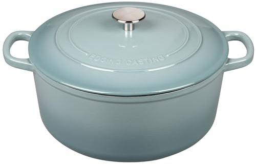 EDGING CASTING Enameled Dutch Ovens Cast Iron Dutch Oven Pot with Lid for Bread Baking, Cook, Dual Handle, 5.5 Quart, Seasalt