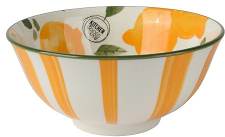 Cuenco de porcelana de 15 x 7 cm con diseño de limones, cuencos y cuencos, para servir, ensalada, fruta, postre, cereales, vajilla de verano, color amarillo y blanco