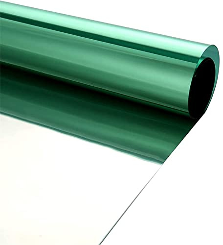 Film pour fenêtre réfléchissant unidirectionnel teinté effet miroir, protection UV à 99 % et contrôle de la chaleur (vert argenté, 90 x 1000 cm)