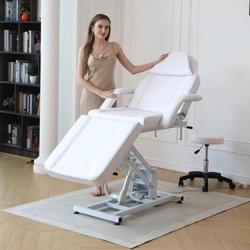 Elektrisches Massagebett mit verstellbaren 3 Abschnitten, abnehmbaren Armlehnen und Kopfstütze, geeignet für Tattoo, Spa und Salon