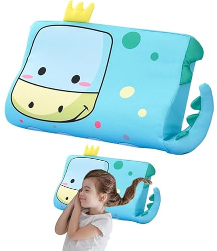 Cojín ergonómico para niños, 44 x 27 cm, cojín ergonómico kawaii con funda de almohada para sueños suaves (Dino)
