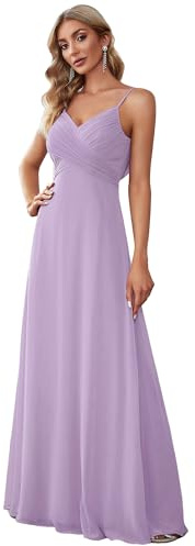 Ever-Pretty Women's Spaghetti Straps Evening Gown V-Neck A-Line Sleeveless Chiffon Backless Maxi Bridesmaid Dresses ES80026