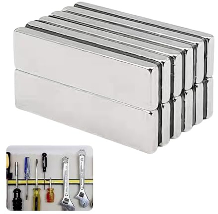 LEIIERUY 12 Magneti Autoadesivi Neodimio – 40x10x2mm, Magnete Potente con Rivestimento Nickel-Copper-Nickel – Adatto per Superfici Metalliche, Plastica, Ceramica e Legno