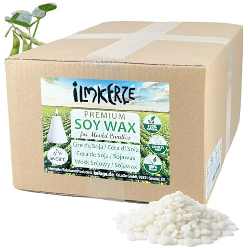 Ilmkerze Premium Sojawachs Pastillen 5 kg | natürlich | nachhaltig | palmölfrei | Kerzenwachs für DIY Gießkerzen Formkerzen Stumpenkerzen Haushaltskerzen - Größen bis 20 kg