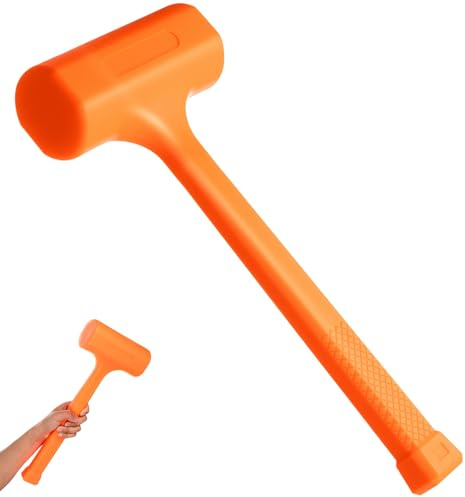 Lanties 1 Pcs 5 LB Dead Blow Hammer Sledge Hammer with Checkered Grip Handle Spark and Rebound Resistant Dead Blow Mallet, Orange