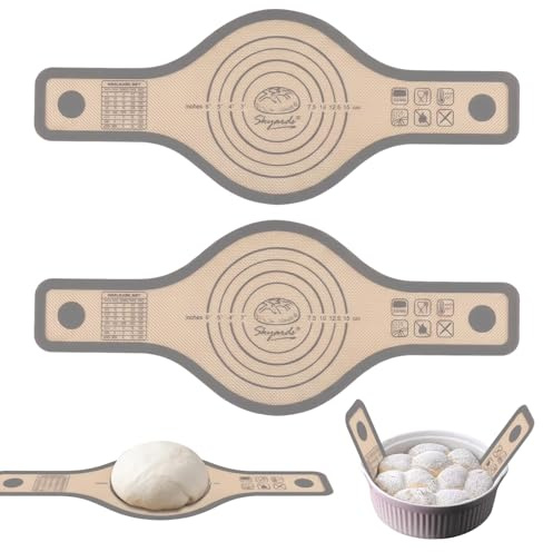 2 Pack Silicone Bread Sling for Dutch Oven, Non-Stick Sourdough Sling with Extra Long Handles, 0.7mm Thick Reusable Baking Mat for Bread Making Accessories, Grey, 21x52.5cm