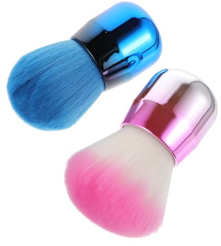 HOMOCONO Makeup Brushes Set Foundation and Blush Brush 2pcs Mushroom Shape with Comfort-grip Handle, Artificial Fiber and Plastic Material, Easy to Carry for Professional and Home Use
