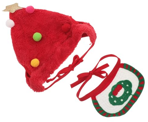 Veemoon Weihnachtsmütze für Hunde und Katzen mit Polyester Material und Filzkugel Hält den Hals Sauber Schnelles Anziehen für Haustiere bei Festlichen Feiern und Winter